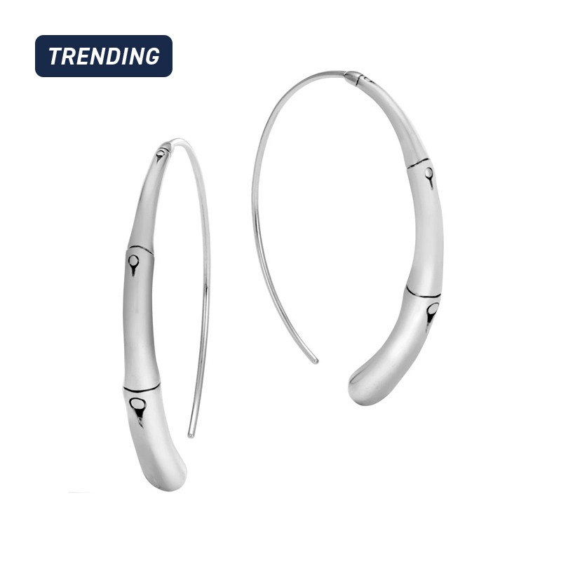 Sterling Silver Tapered Bamboo Large Threader Earrings