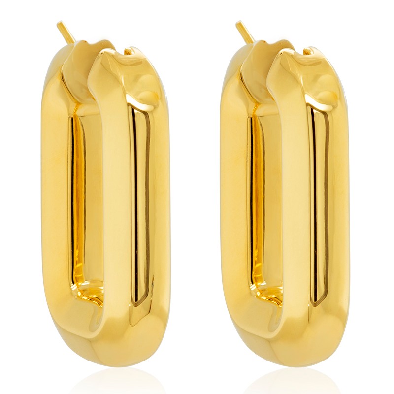 18k Yellow Gold Rectangle Hoops