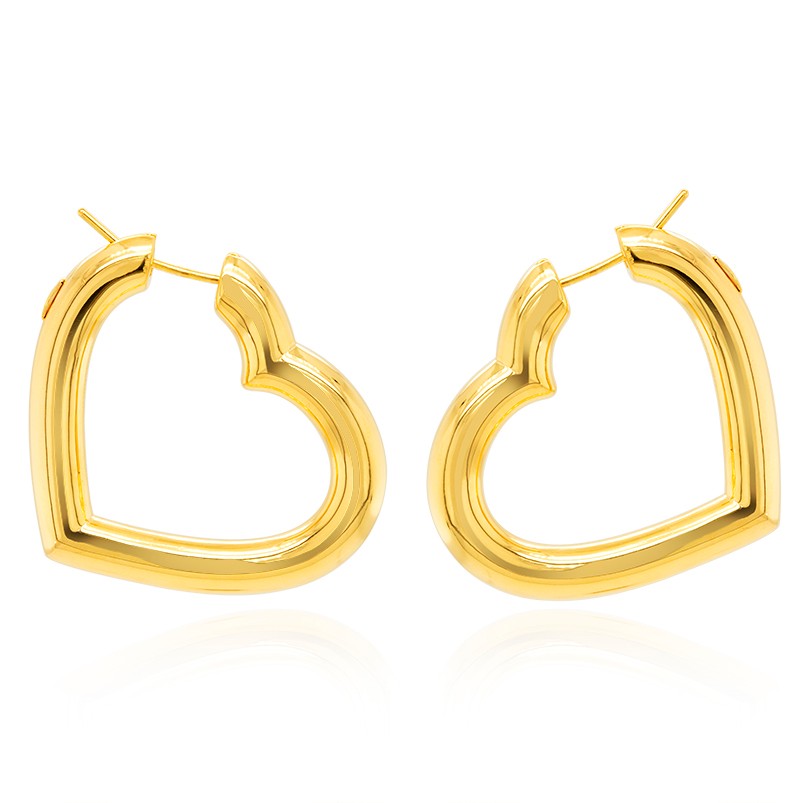 18k Yellow Gold Heart Shaped Hoops
