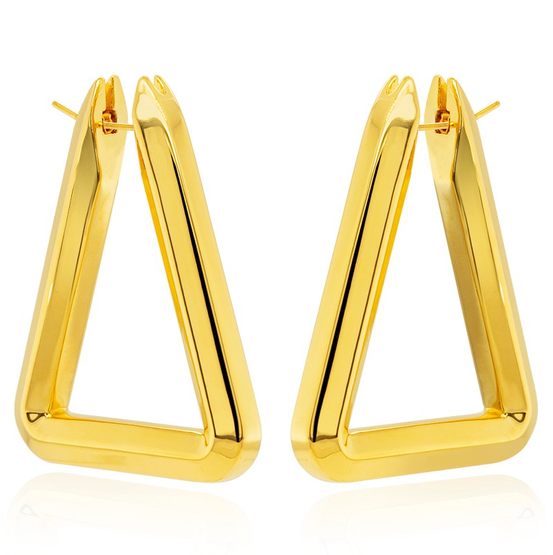 18k Yellow Gold Triangle Shaped Hoops
