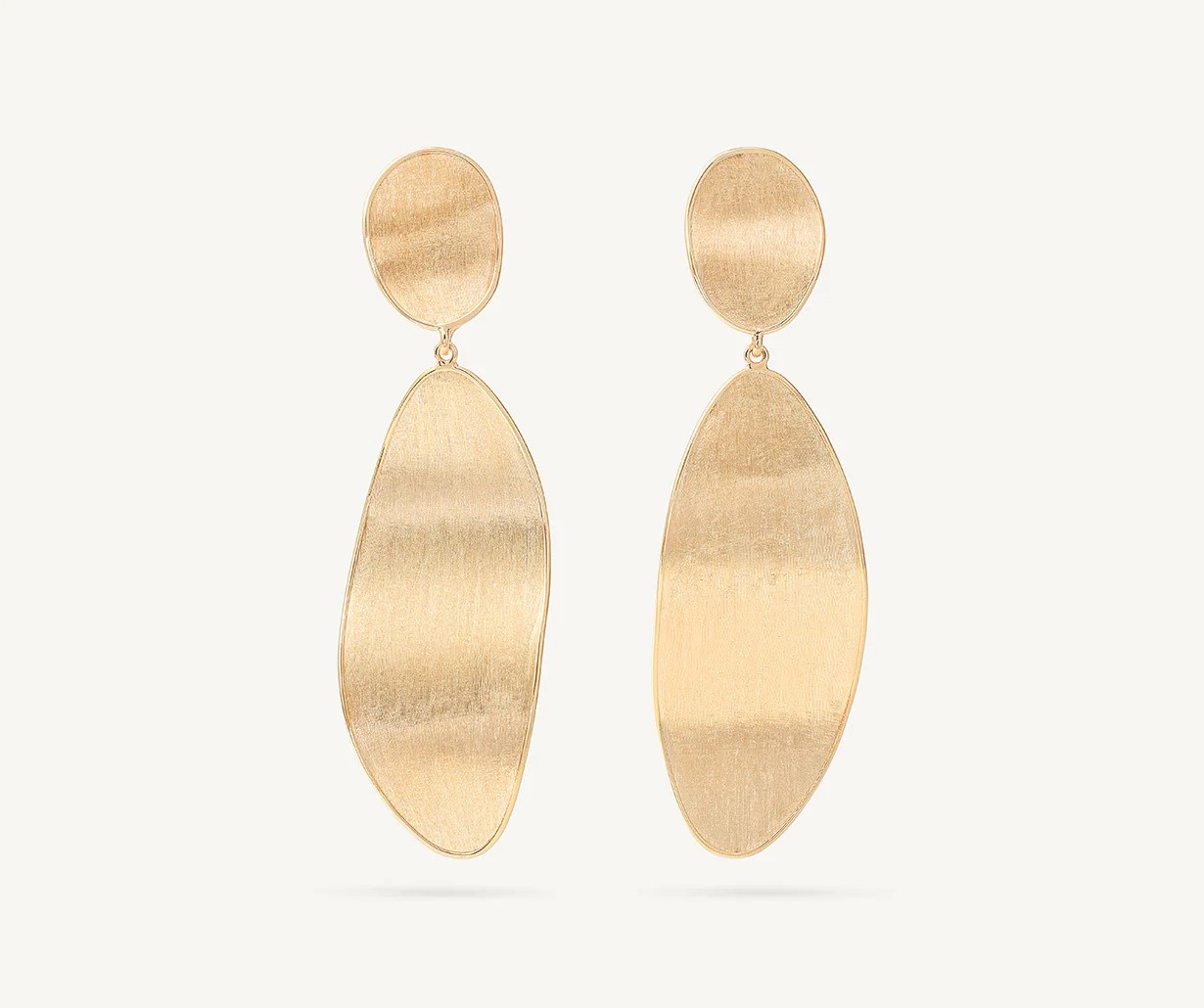 18k Yellow Gold Elongated Drop Earrings
