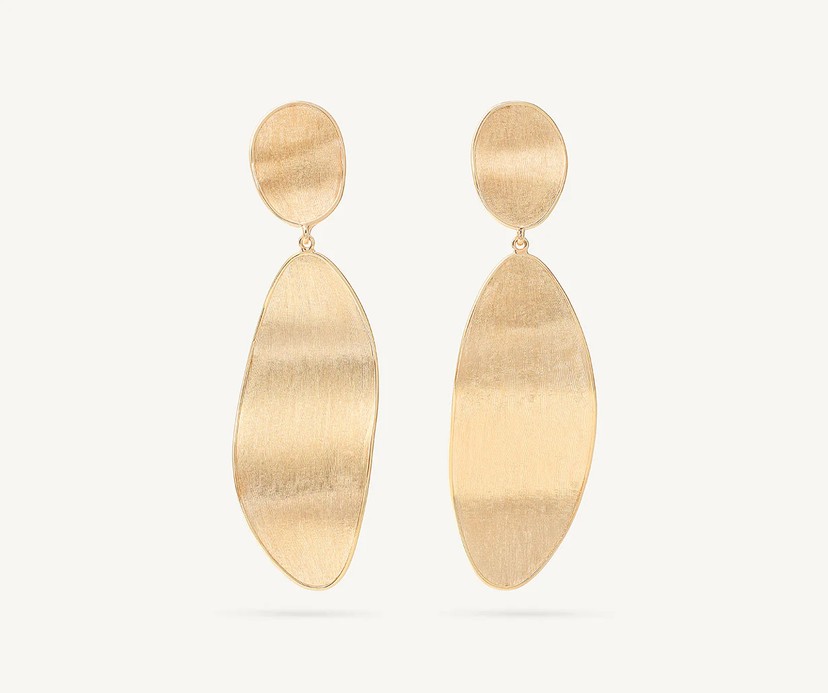 18k Yellow Gold Elongated Drop Earrings
