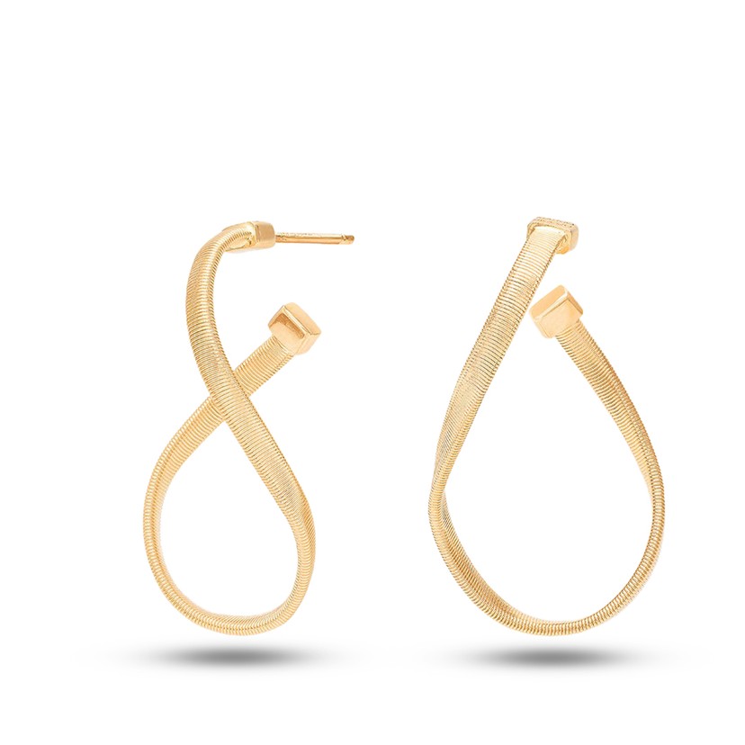 18k Yellow Gold Twisted Irregular Small Hoops