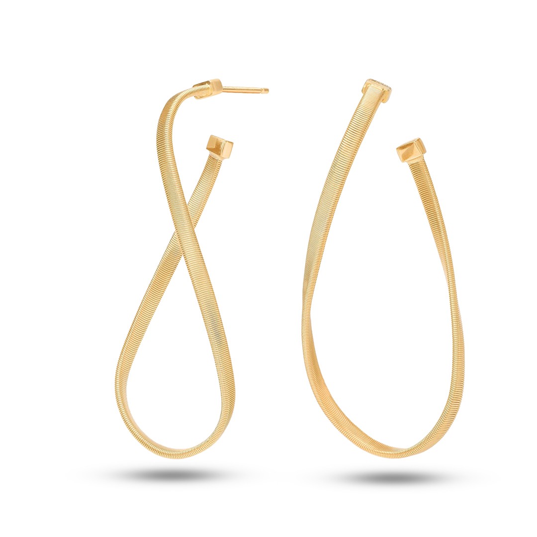 18k Yellow Gold Twisted Irregular Medium Hoops