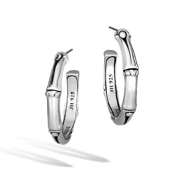 Silver Small Bamboo Hoop Earrings