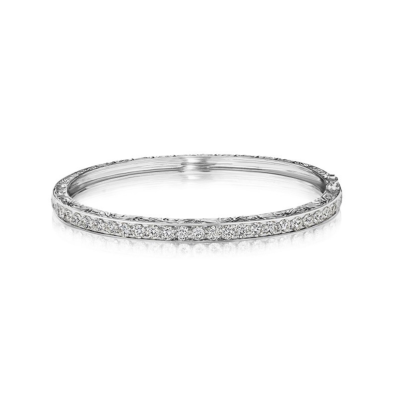 18K White Gold Diamond Single Row Bangle