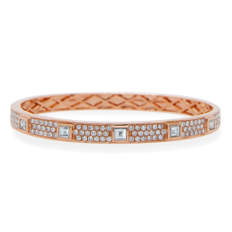 18k Rose Gold Ascher Diamond Bangle Bracelet