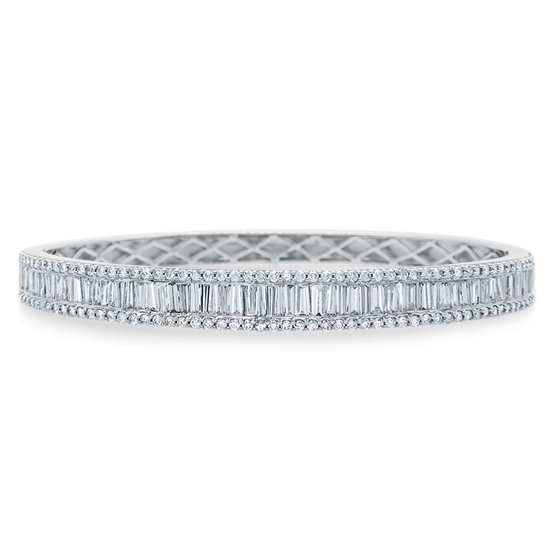 18k White Gold 3 Row Diamond Bangle