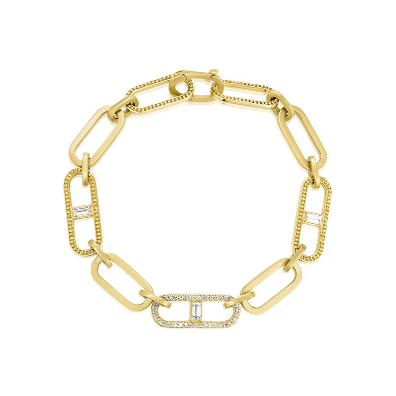 18K Yellow Gold Diamond Paperclip Bracelet
