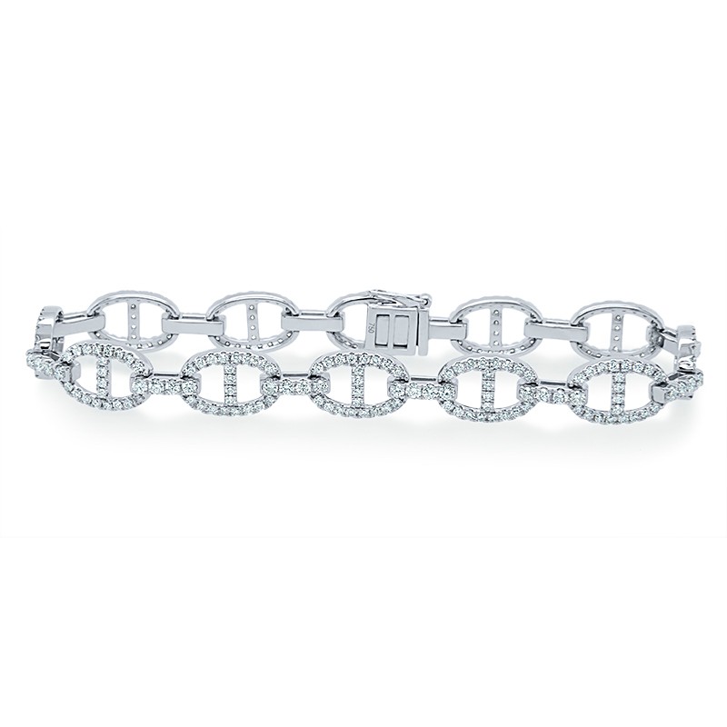 18k White Gold Pave Diamond Divided Link Bracelet