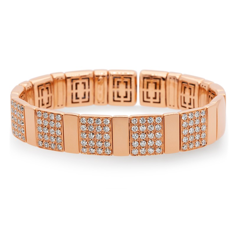18k Rose Gold Diamond Bangle Bracelet