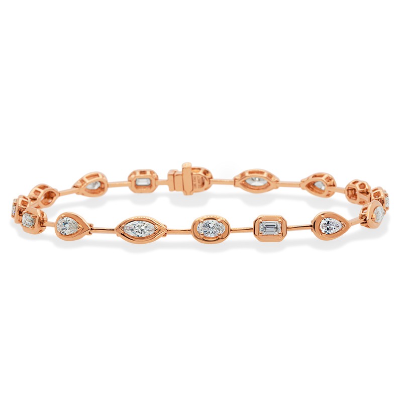 18k Rose Gold Multi Shape Diamond Bracelet