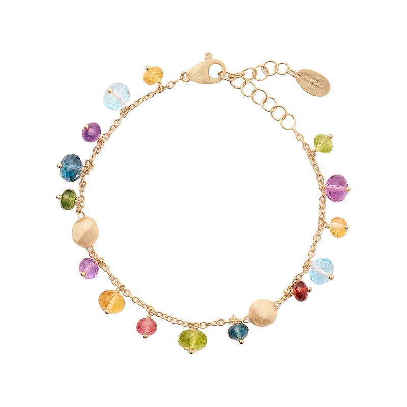 18K Yellow Gold Single-Strand Mixed Gemstone Bracelet