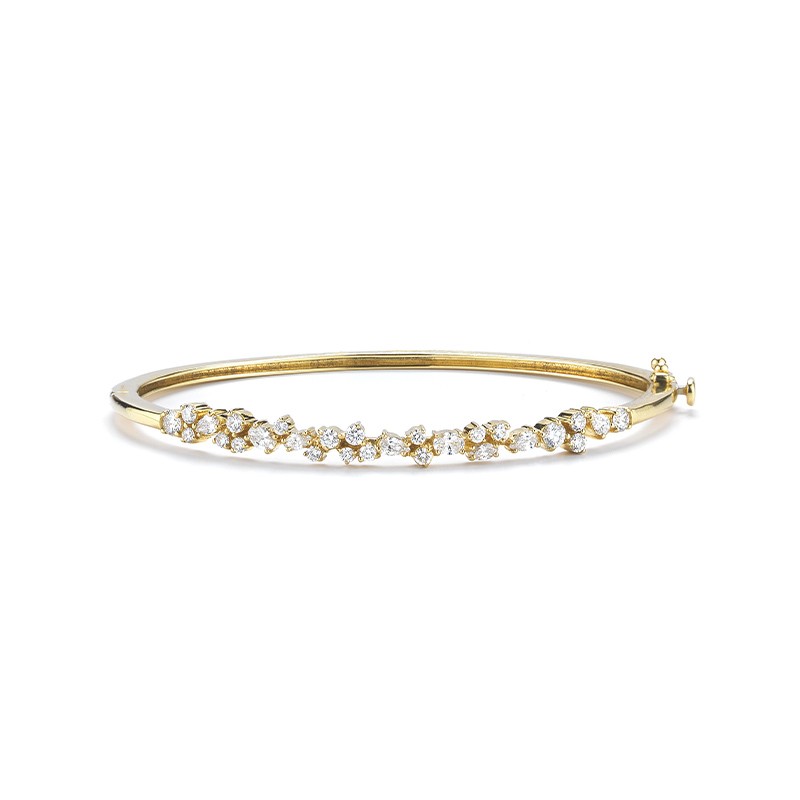 18K Yellow Gold Multi-Shape Diamond Bangle