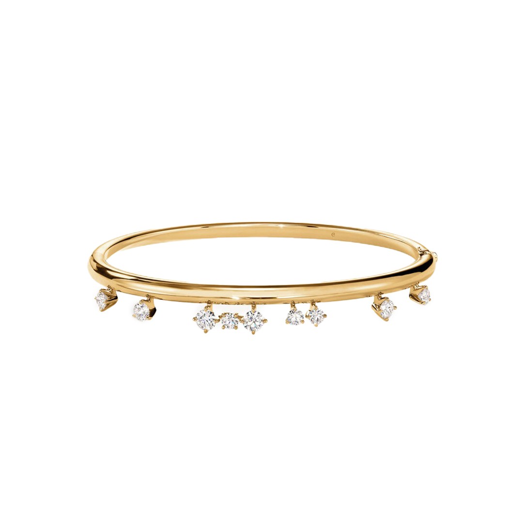 18k Yellow Gold Barre Floating Diamond Bangle 