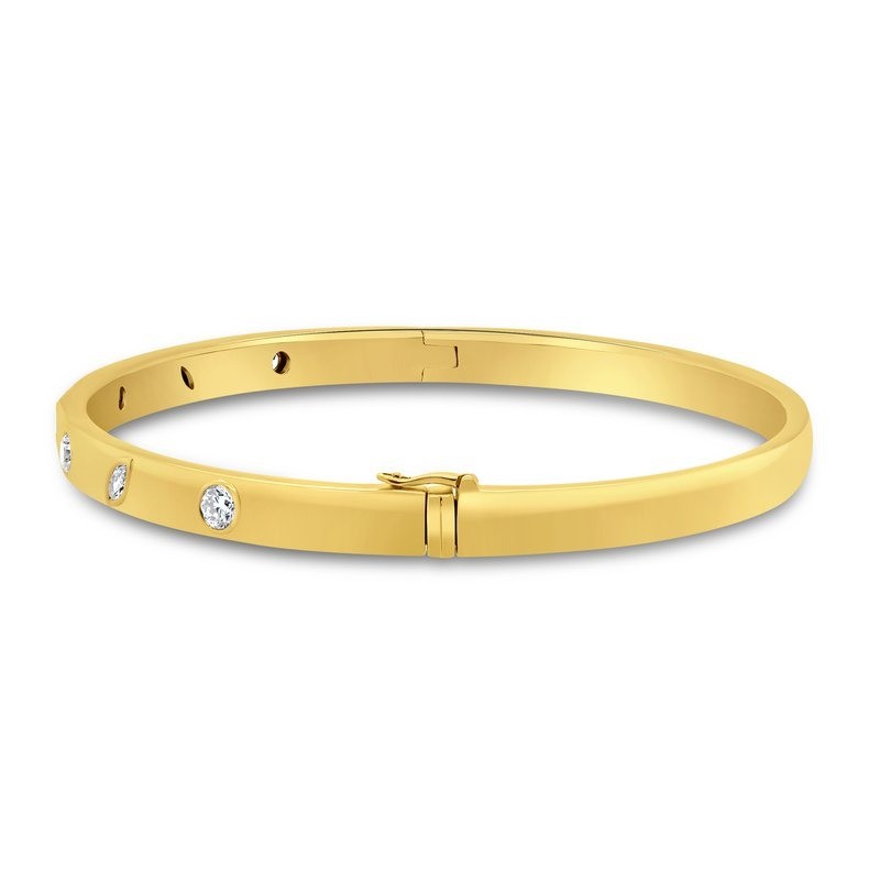18k Yellow Gold Diamond Bezel Bangle