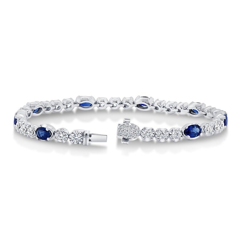 18k White Gold Sapphire and Diamond Tennis Bracelet