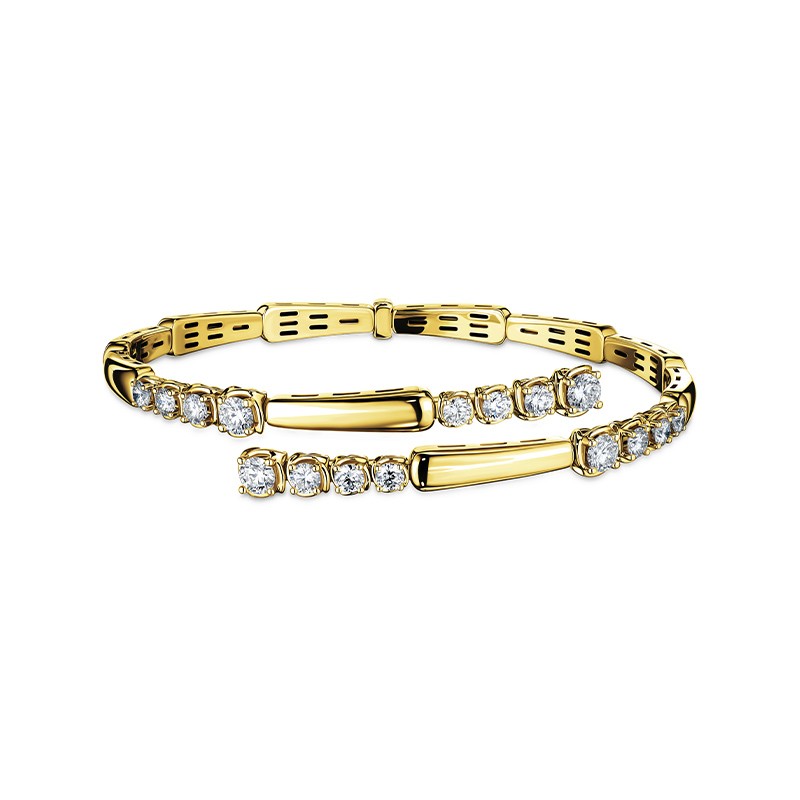 18K Yellow Gold Diamond Bypass Abbracci Coil Bracelet