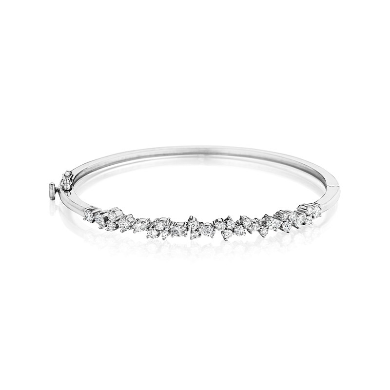 18K White Gold Multi-Shape Diamond Bangle