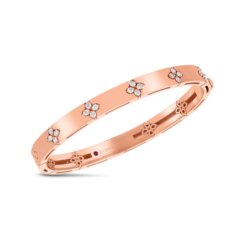 18K Rose Gold Love in Verona Medium Width Diamond Accent Bangle
