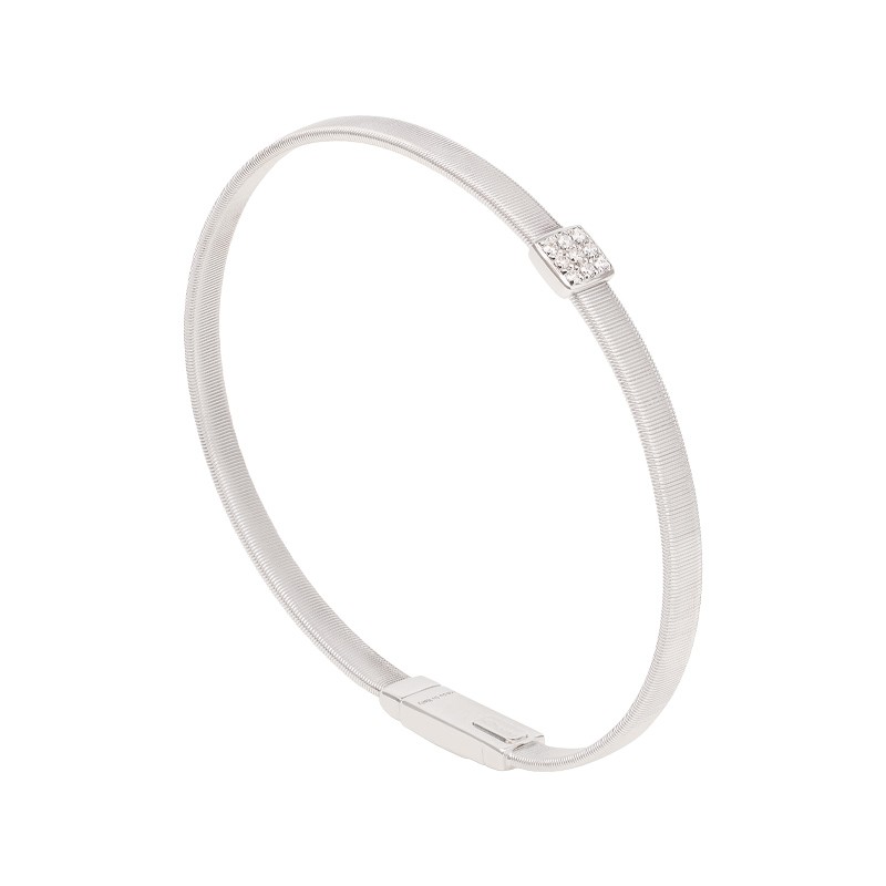 18K White Gold Medium Stackable Bracelet with Diamonds