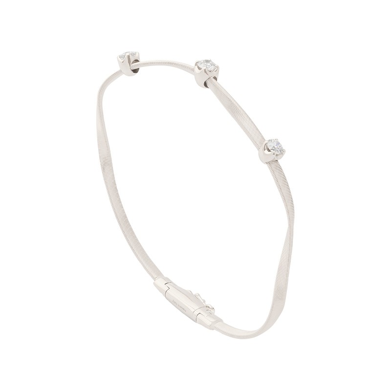 18K White Gold Twisted Coil Bracelet with Diamonds
