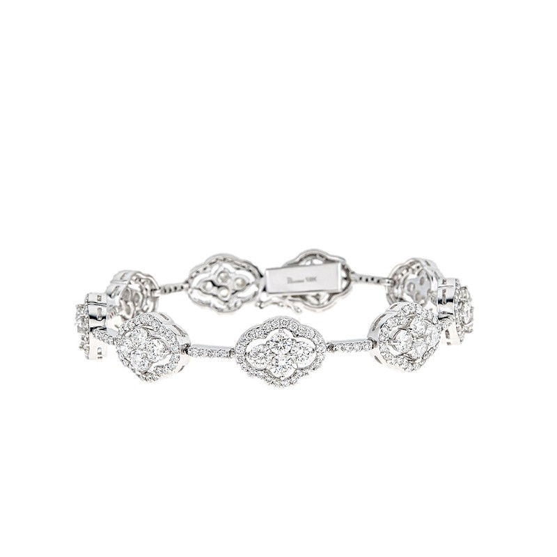 18K White Gold Diamond Bar Bracelet
