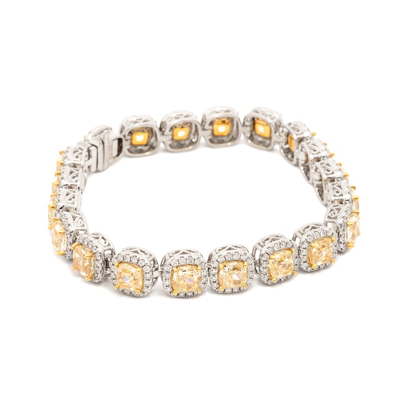 18K White Gold Yellow Diamond Tennis Bracelet