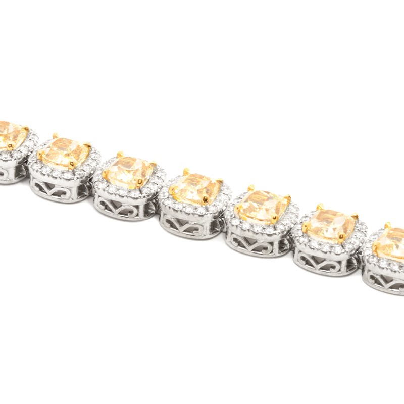 18K White Gold Yellow Diamond Tennis Bracelet