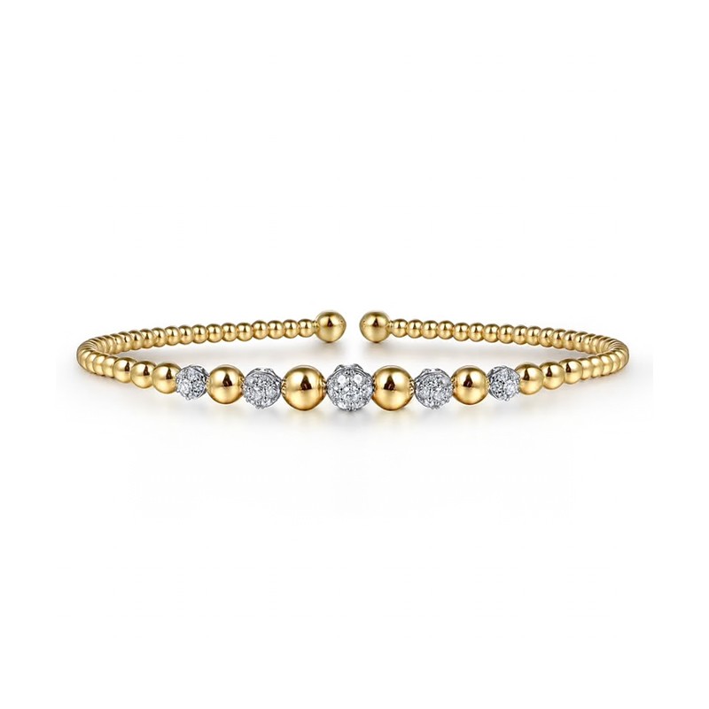14K Two-Tone Gold Bujukan Diamond Stations Bangle