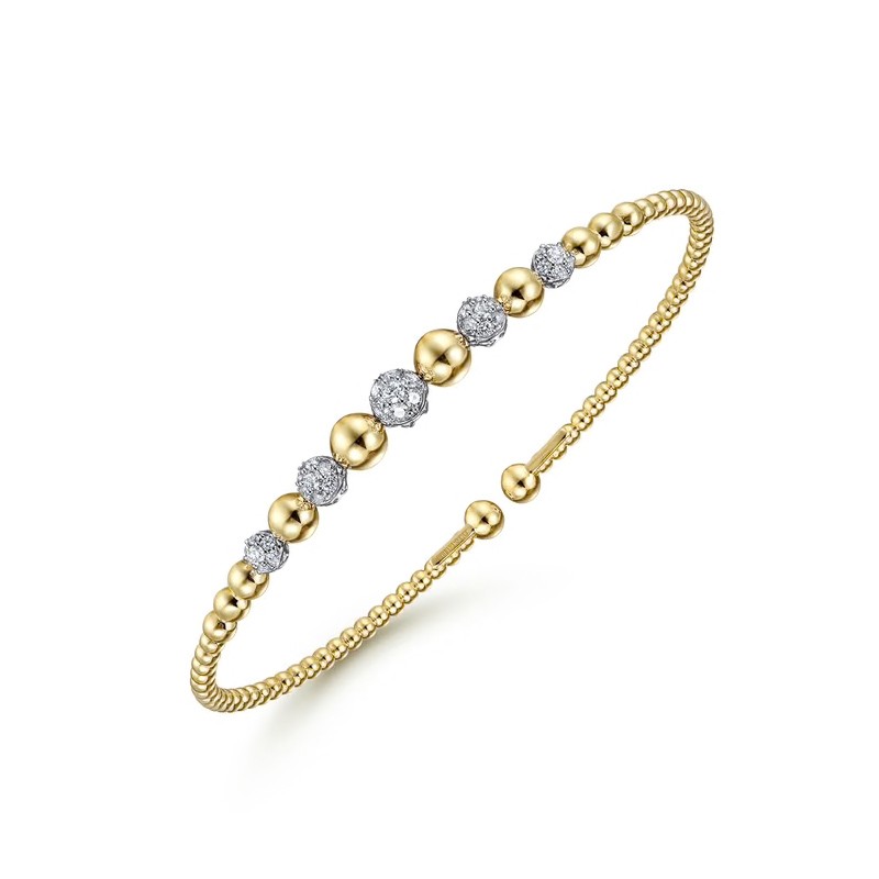 14K Two-Tone Gold Bujukan Diamond Stations Bangle