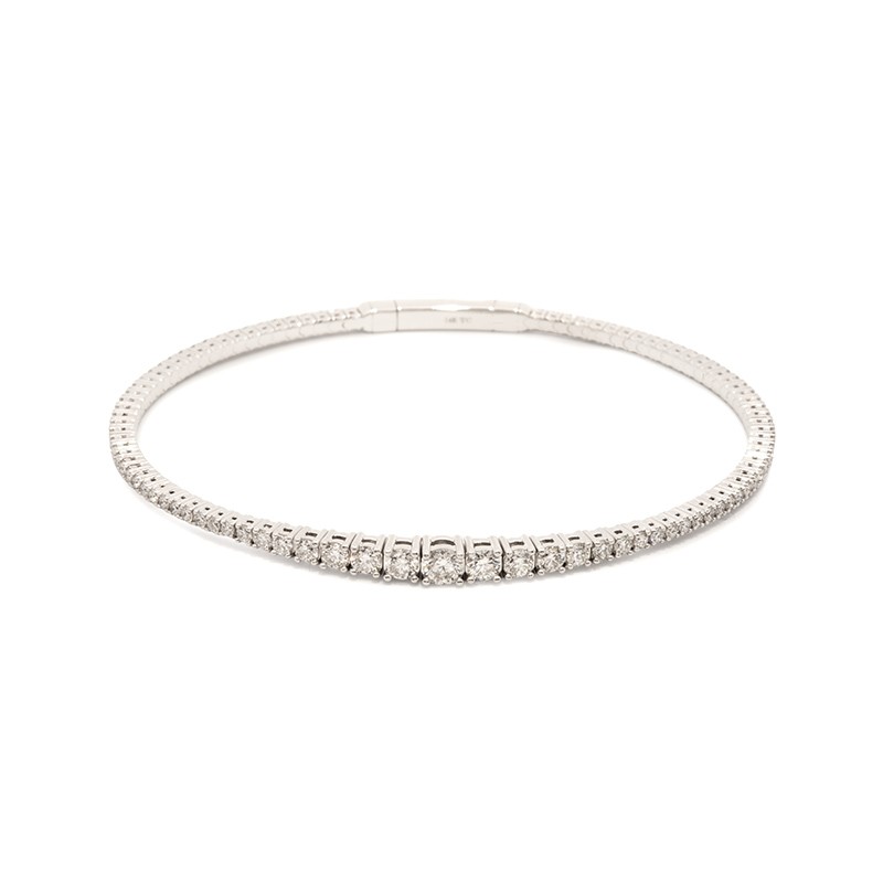 14K White Gold Tapered Diamond Flex Bracelet