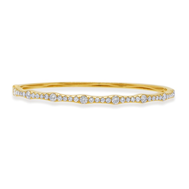 18k Yellow Gold Diamond Oval Bangle Bracelet