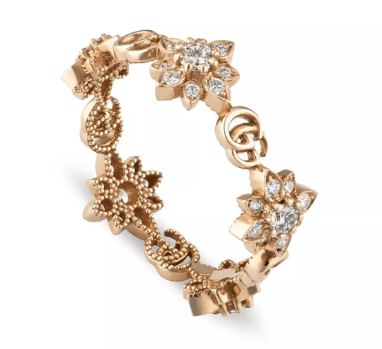18K Rose Gold Flora Diamond Flower Ring