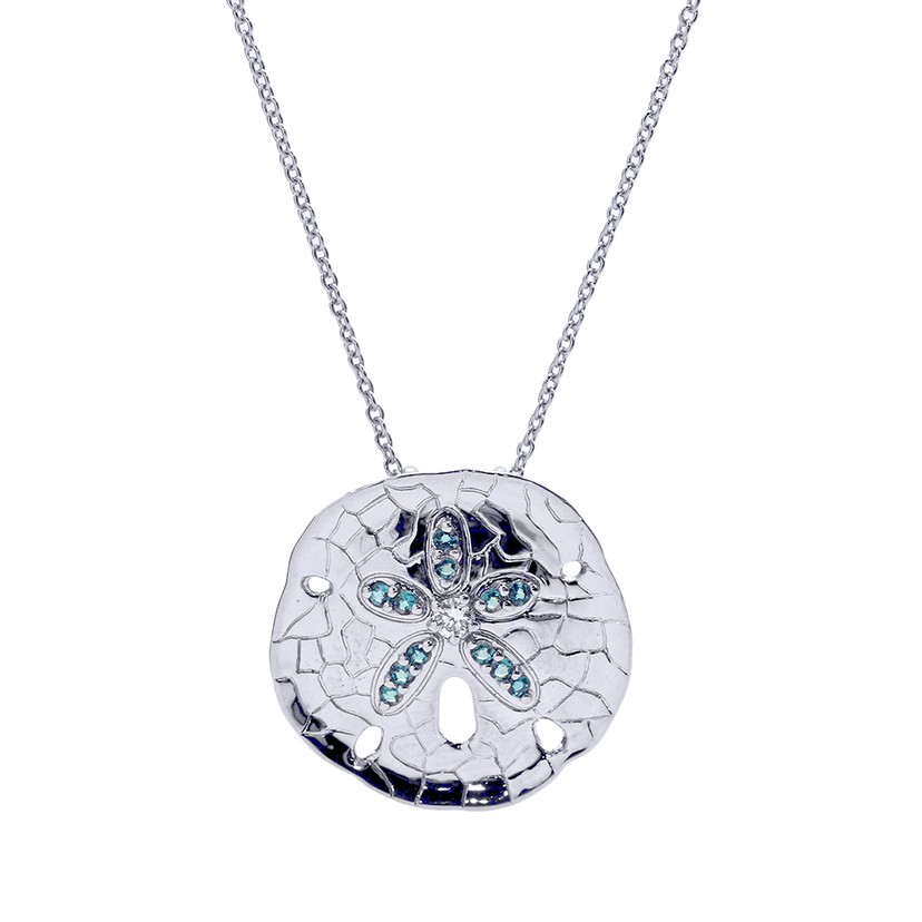 18k White Gold Alexandrite Sand Dollar Diamond Necklace