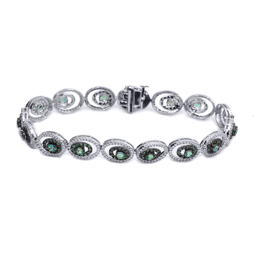 18k White Gold Alexandrite Diamond Bracelet