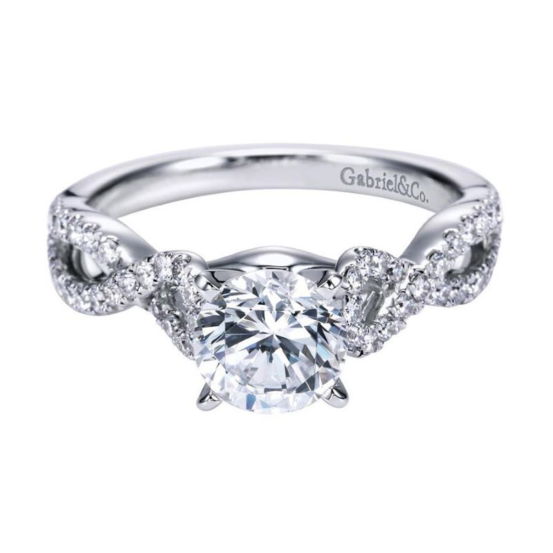 14k White Gold Open Twist Diamond Engagement Mounting