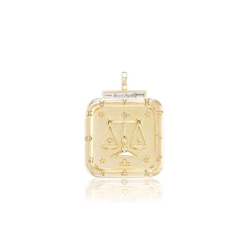 Yellow Gold Diamond Libra Pendant