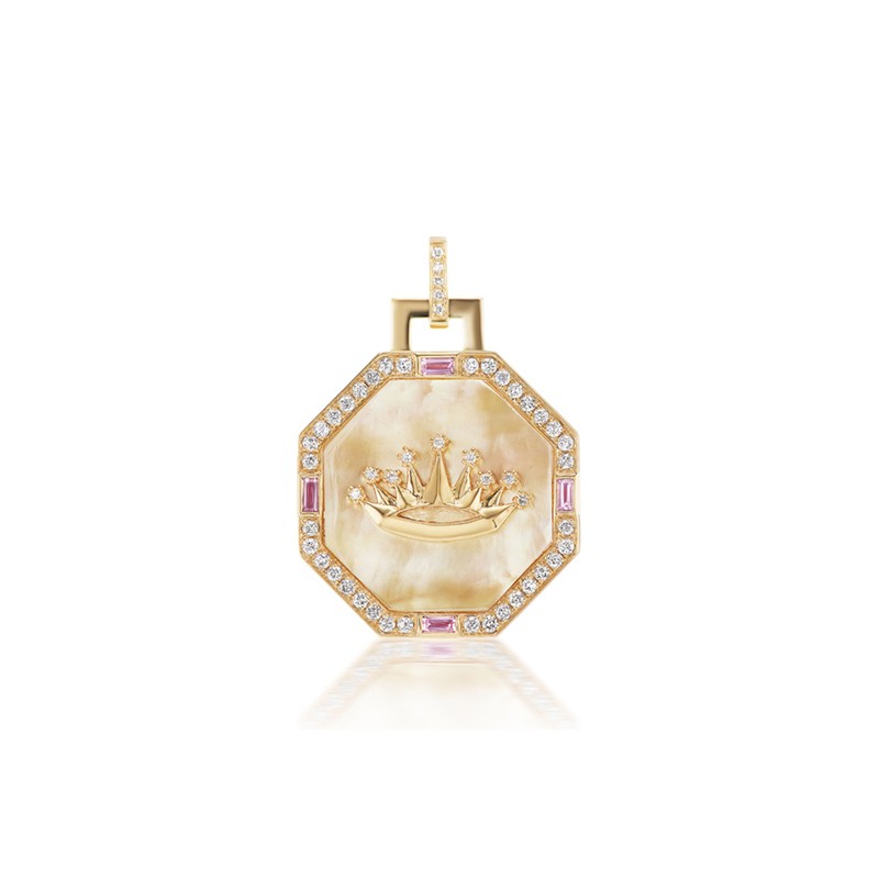 18k Yellow Gold Diamond Crown Pendant