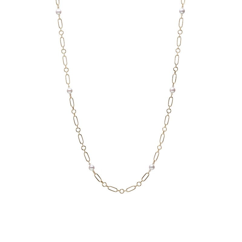 18K Yellow Gold M Code Akoya Cultured Pearl Necklace 