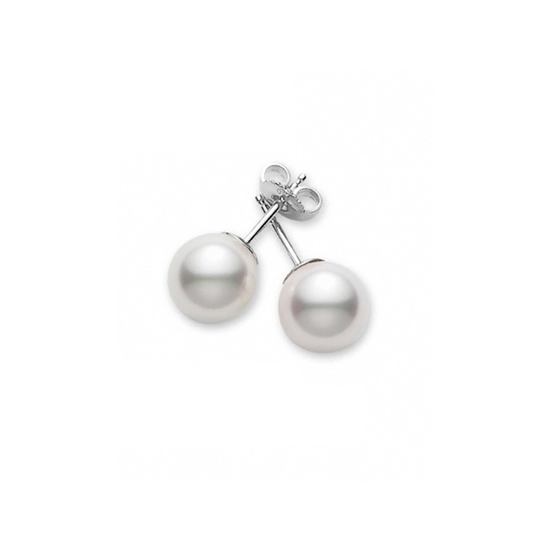 18K White Gold Akoya Cultured Pearl Stud Earrings