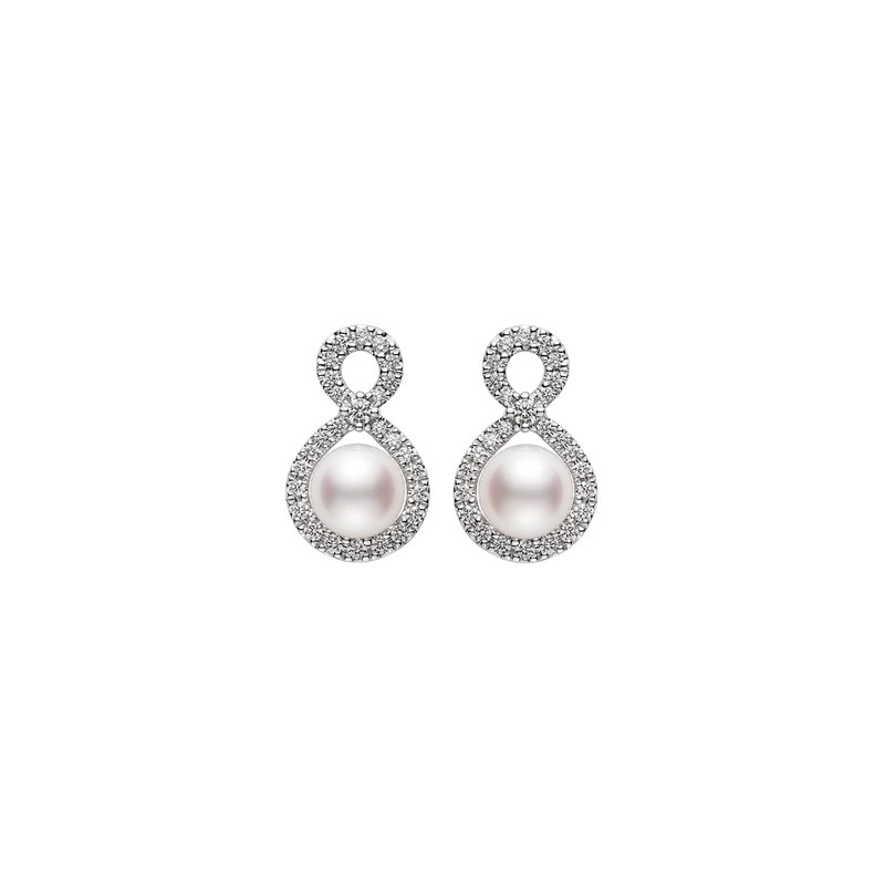 18K White Gold Akoya Cultured Pearl and Diamond Earrings