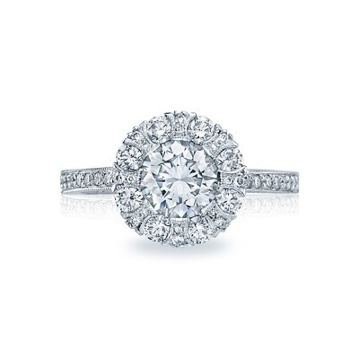 Platinum Round Tapered Diamond Engagement Mounting