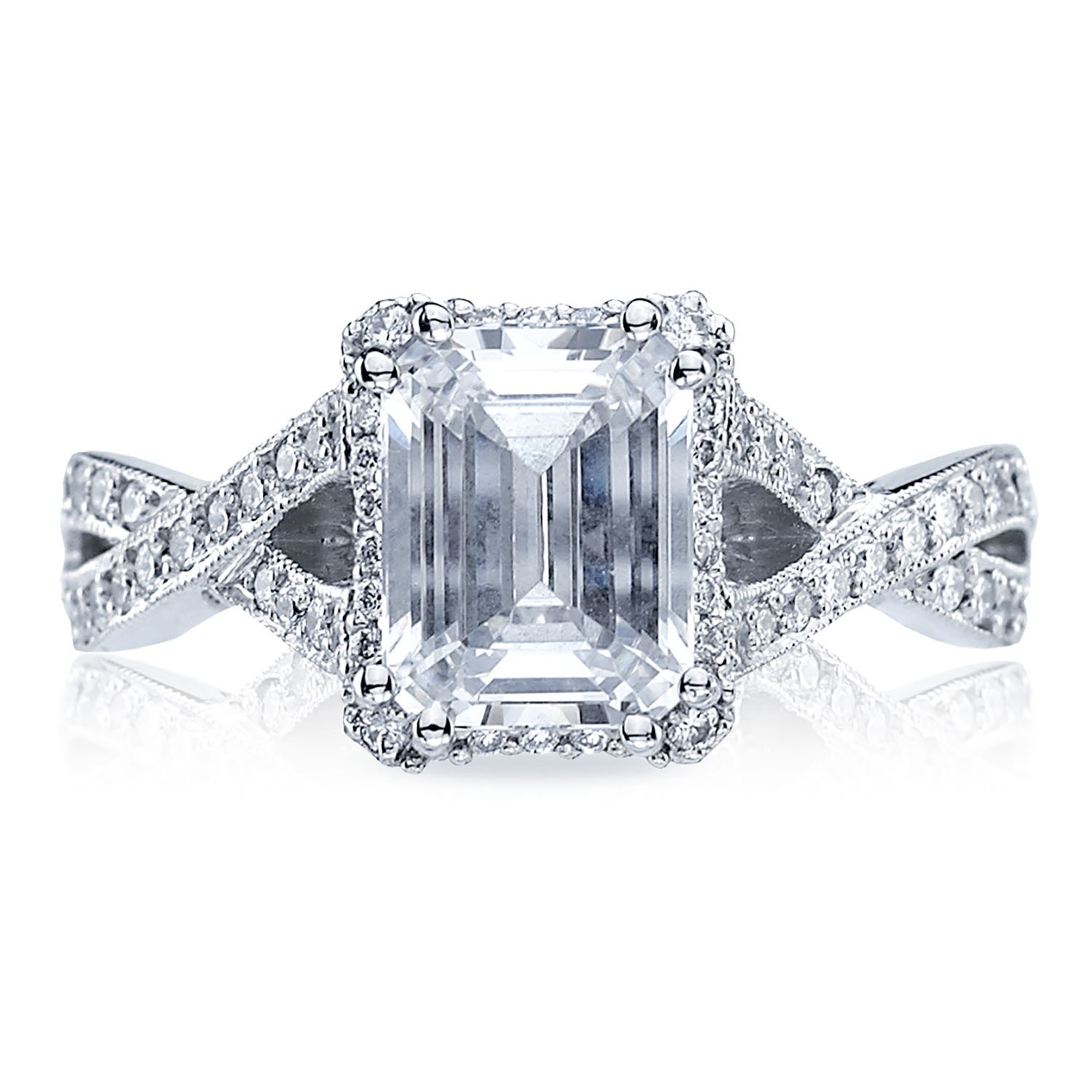 18k White Gold Pave Diamond Open Twist Engagement Mounting