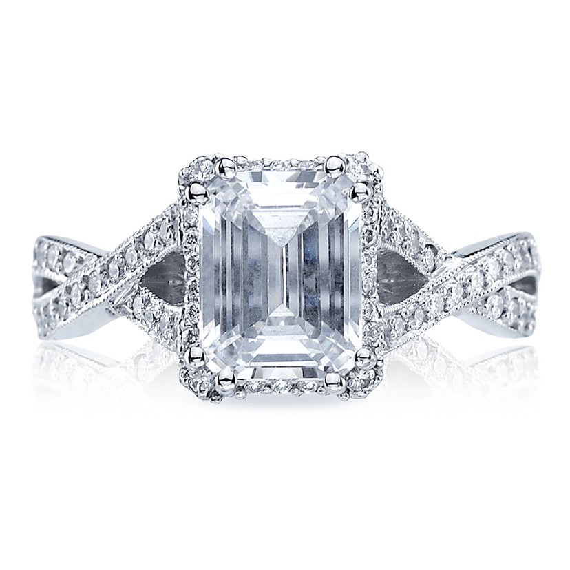 18k White Gold Pave Diamond Open Twist Engagement Mounting
