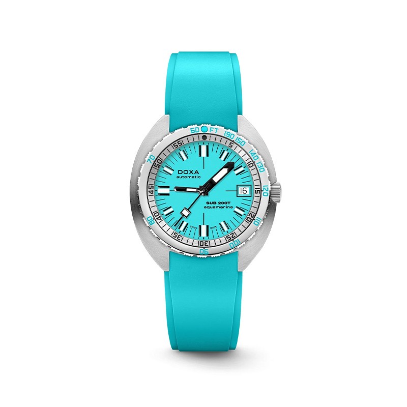 Stainless Steel Sub 200T Aquamarine Rubber Strap
