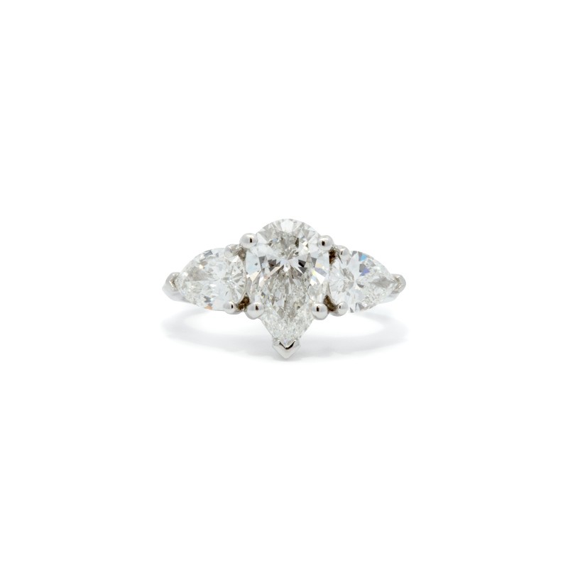 Platinum 3 Stone Pear Shape Engagement Ring