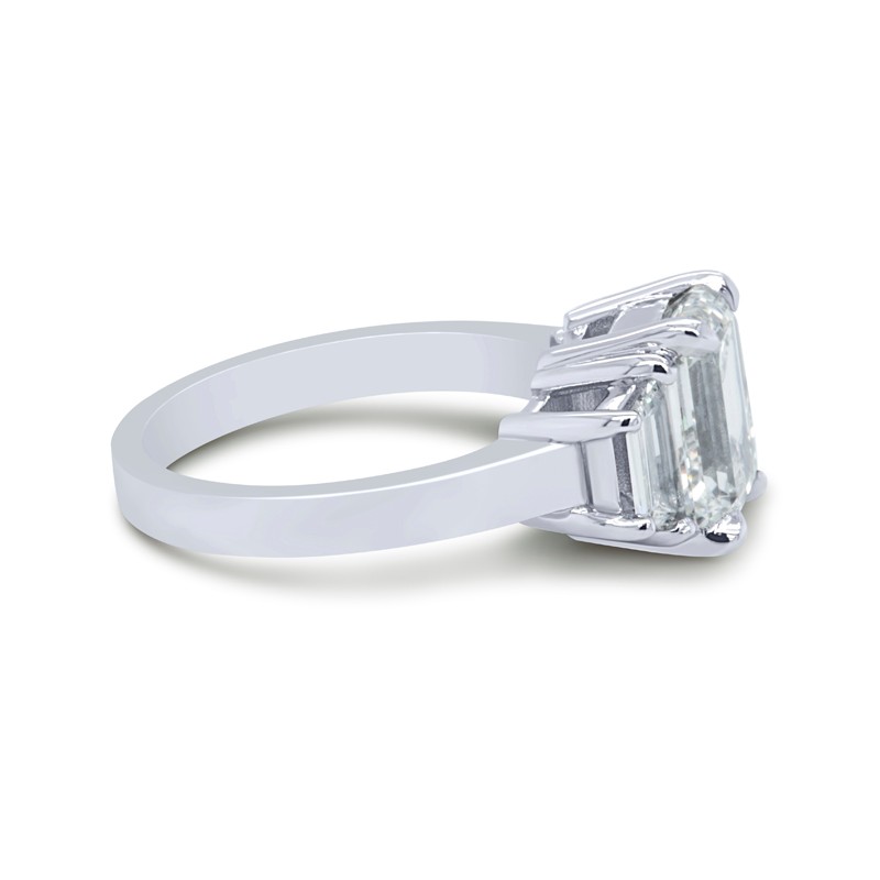 3.03 Ct Platinum Emerald Cut Diamond Ring
