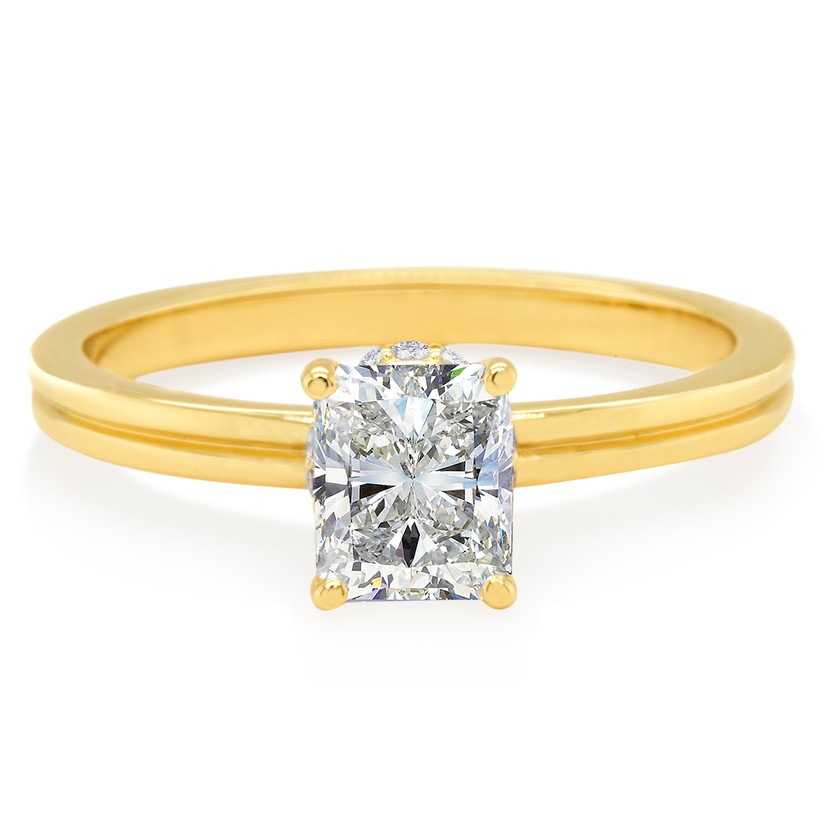 1.00 ct Radiant Cut Diamond Ring with Hidden Halo