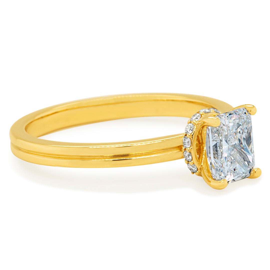 1.00 ct Radiant Cut Diamond Ring with Hidden Halo